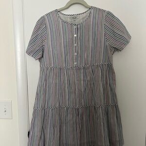 Madewell Cotton Button Up Striped Shift Dress